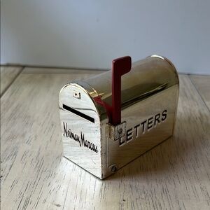 **Last Chance**Vintage Neiman Marcus Silver Mailbox w/Red Flag Stamp roll holder